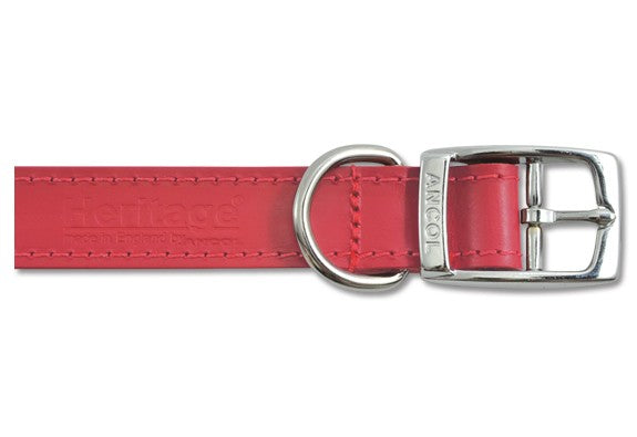 Ancol Collar Red Leather 22"